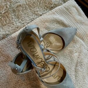 Edelman suede ankle strap heels
